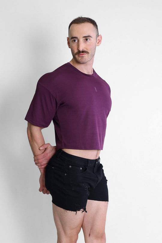 Top corto holgado extragrande de secado rápido - Morado ciruela