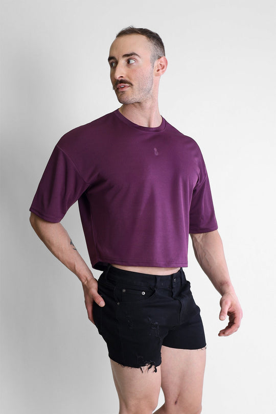 Top corto holgado extragrande de secado rápido - Morado ciruela