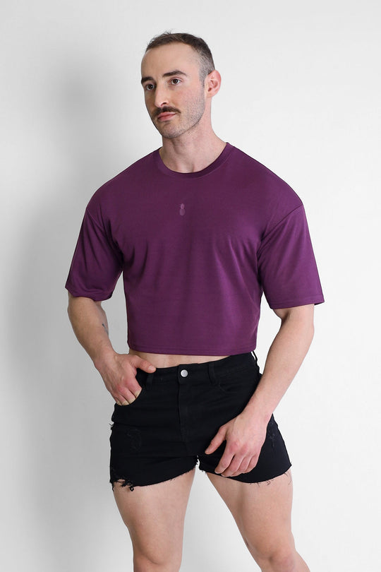 Top corto holgado extragrande de secado rápido - Morado ciruela
