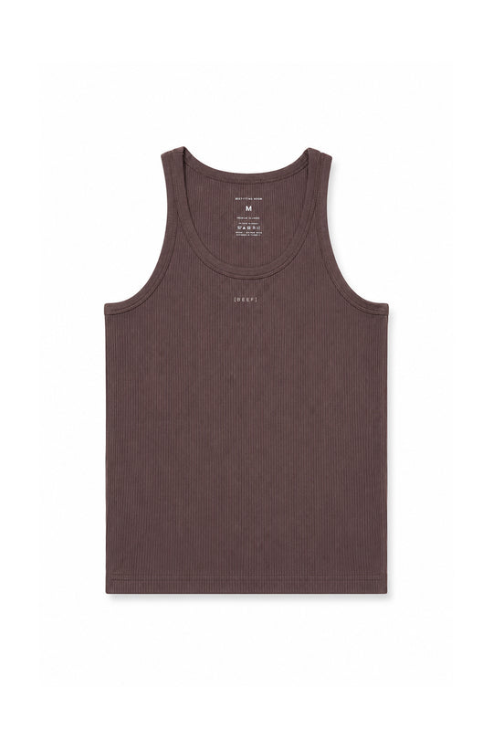 Slim Rib Knit Tank Top - Brown