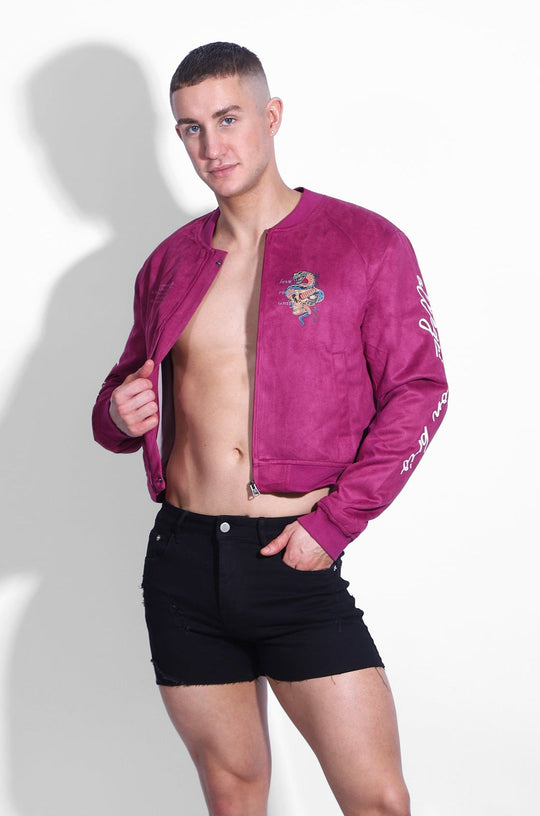 Chaqueta bomber corta de ante - Magenta