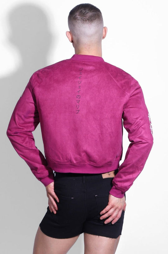 Chaqueta bomber corta de ante - Magenta