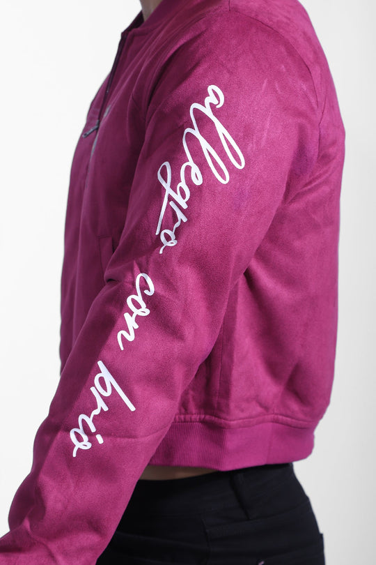 Chaqueta bomber corta de ante - Magenta