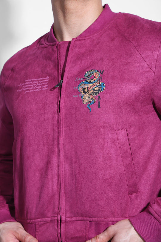 Chaqueta bomber corta de ante - Magenta