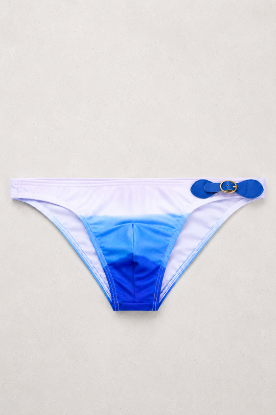 Renaissance Low-Cut Swim Bikini Briefs for Men - White to Blue