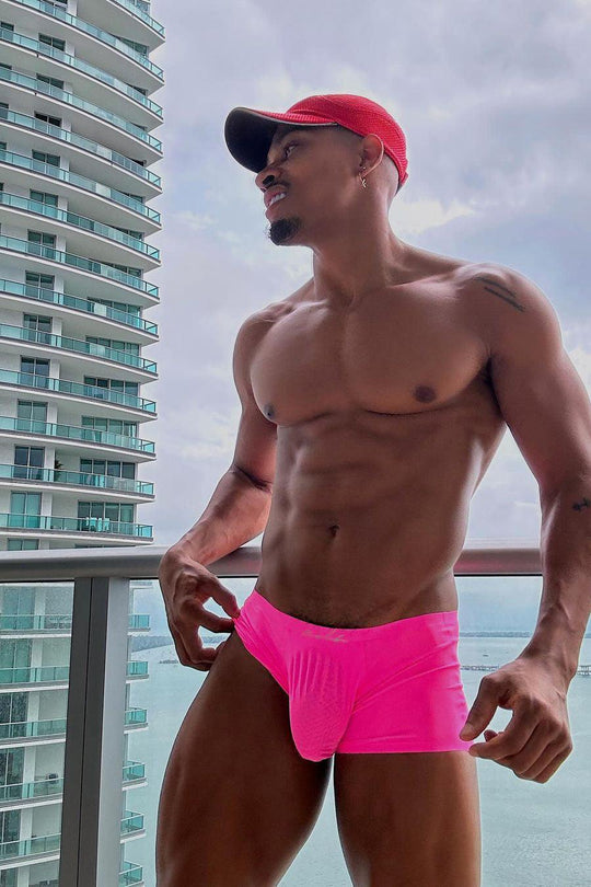 Come-Over Silky Seamless Boxer Briefs - Hot Pink - JJ Malibu 