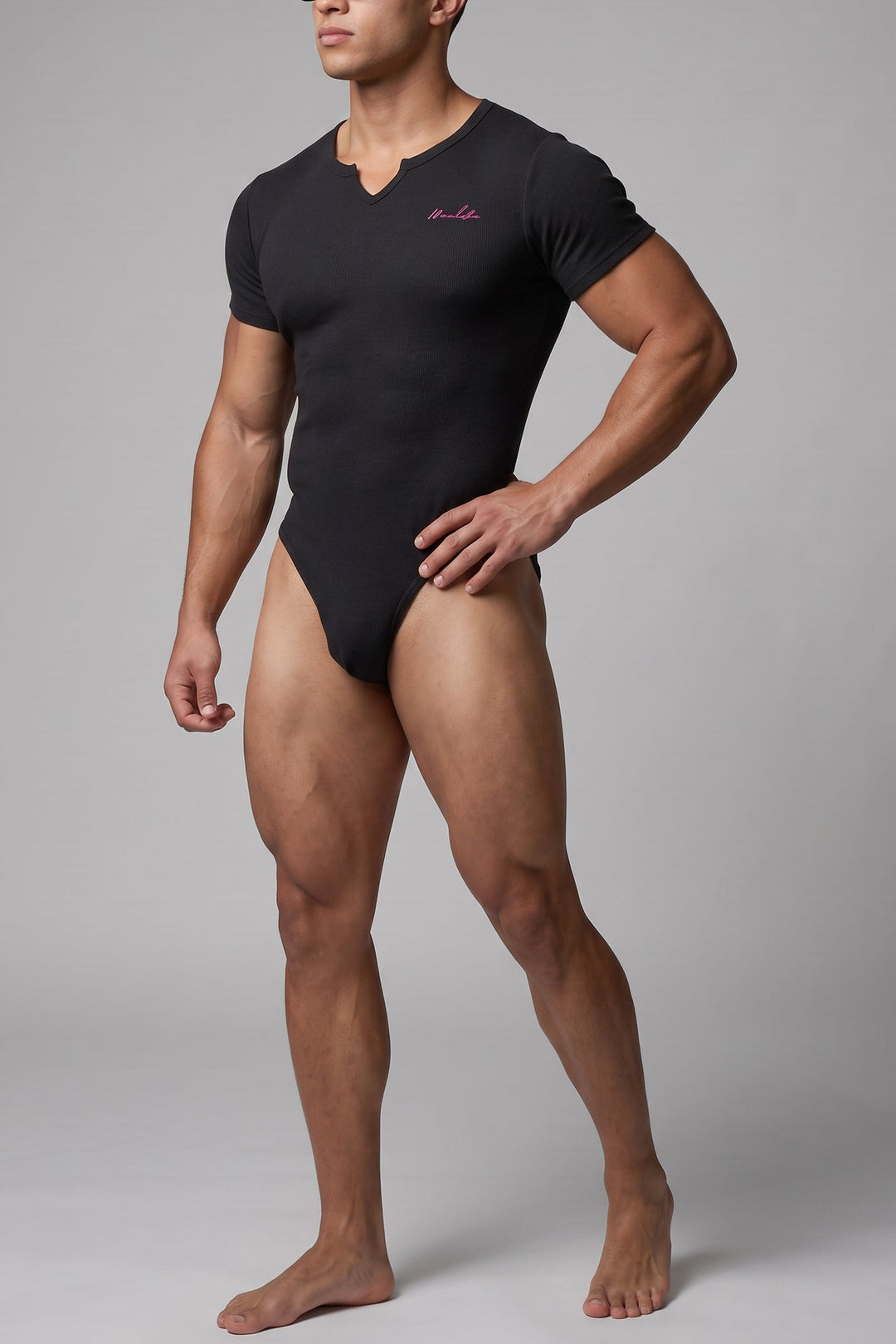 Striker V-Neck Short Sleeve Bodysuit - Noir