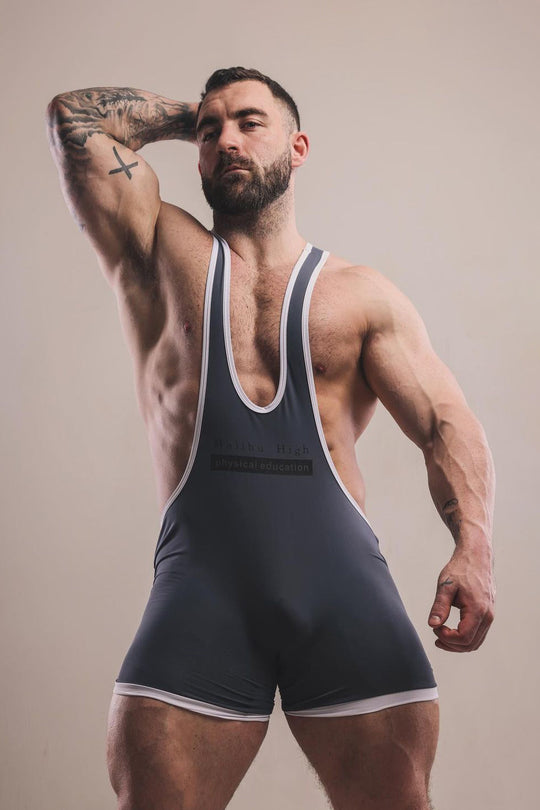 Body de lutte athlétique pour homme - Gris foncé