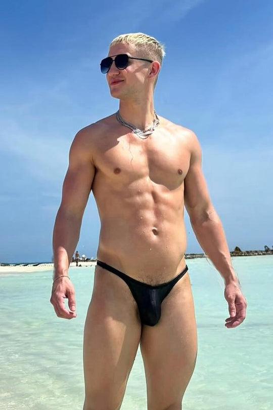 Soft Vegan Leather Scrunch Butt Briefs - Black Licorice