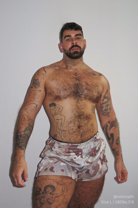 Short court Festival 3" en jersey et maille - Camouflage kaki