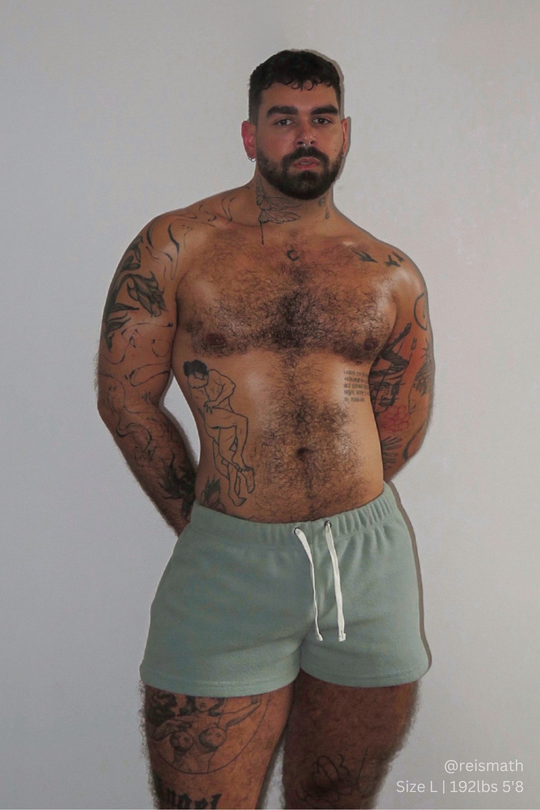 Short court en polaire peluche de luxe 5 cm - Pistache clair