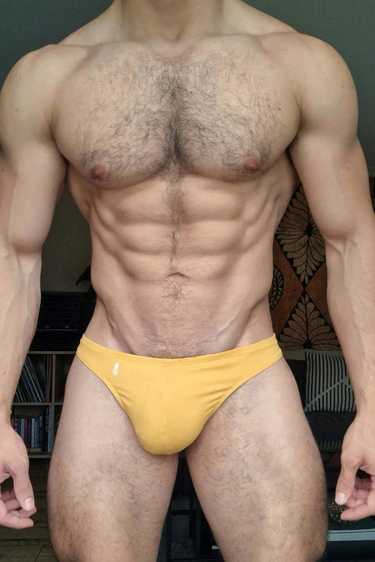 Scrunch Butt Cheeky Swim Briefs - Amber Yellow